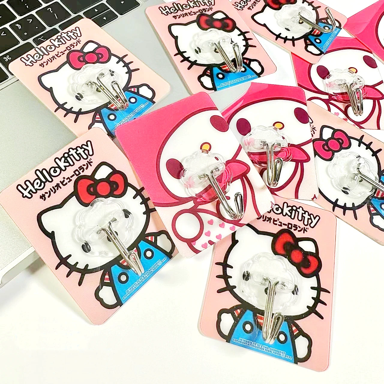 Cartoon 5pcs Hello Kitty Hook Anime Sanrio Melody Stainless SteelSelf-Adhesive Punch-Free Kitchen Bathroom Toilet Wall Hanging