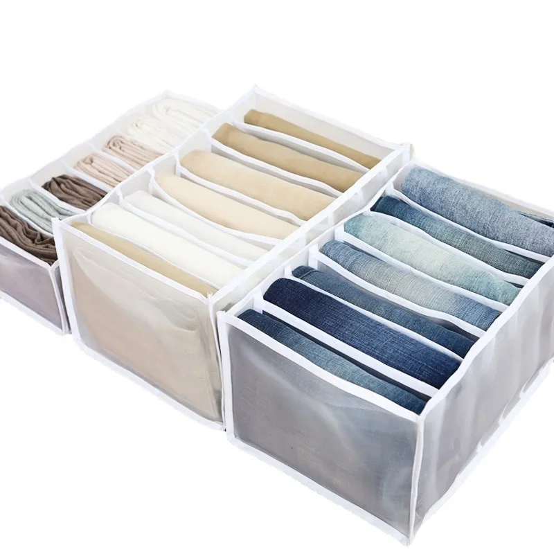 Jeans Compartment Storage Box Closet Clothes Drawer Mesh Separation Box Underwear Pants Drawer Divider Can Washed Home Organizer