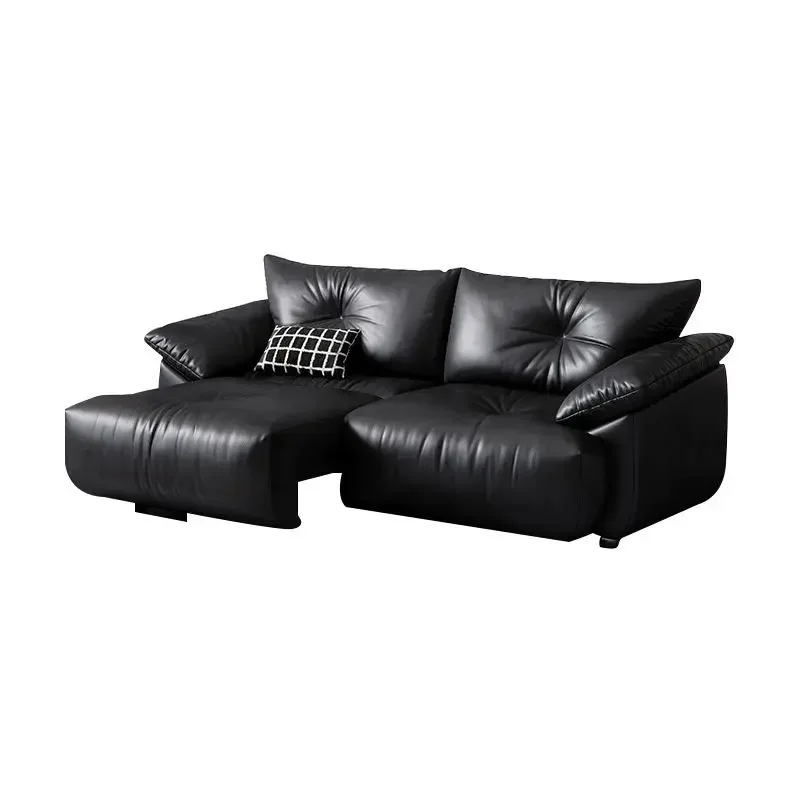 

Italian multi-functional sofa bed leather zero against the wall electric extremely simple living room telescopic sofa