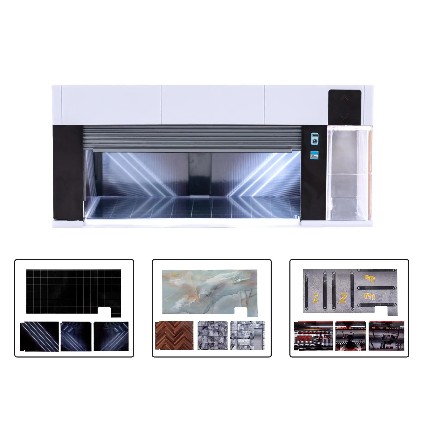 1/64 Parkeerplaats Vitrine Verlicht voor Actiefiguren Layout Accessoire