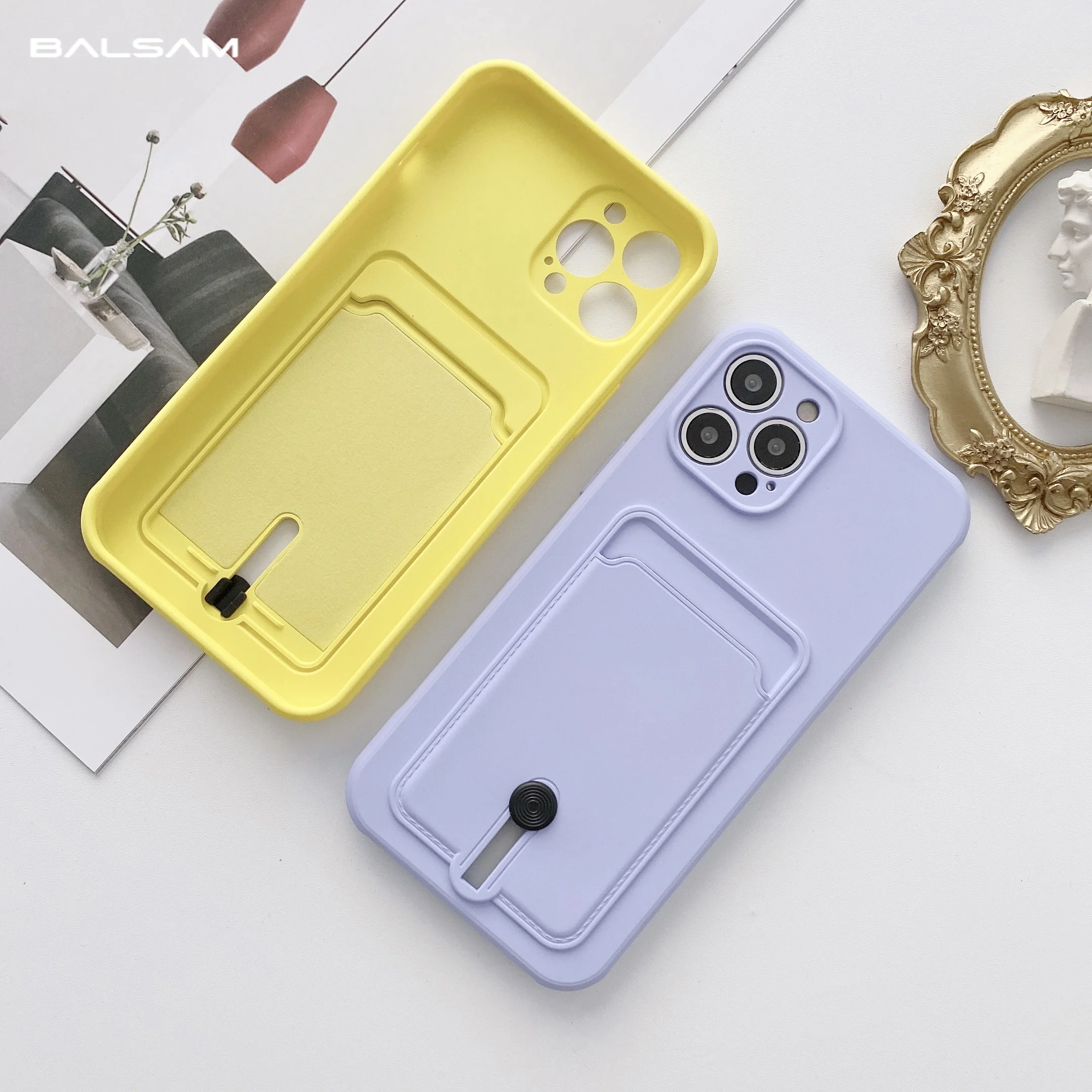 Original Soft Silicone Card Holder Case For iPhone 14 13 12 Mini 11 Pro XS Max XR 8 7Plus SE3 Wallet Bag Camera Protection Cover