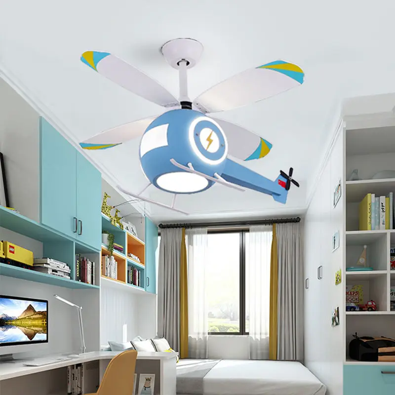 Children's room fan light Creative helicopter airplane lights Bedroom light dragonfly shaped light