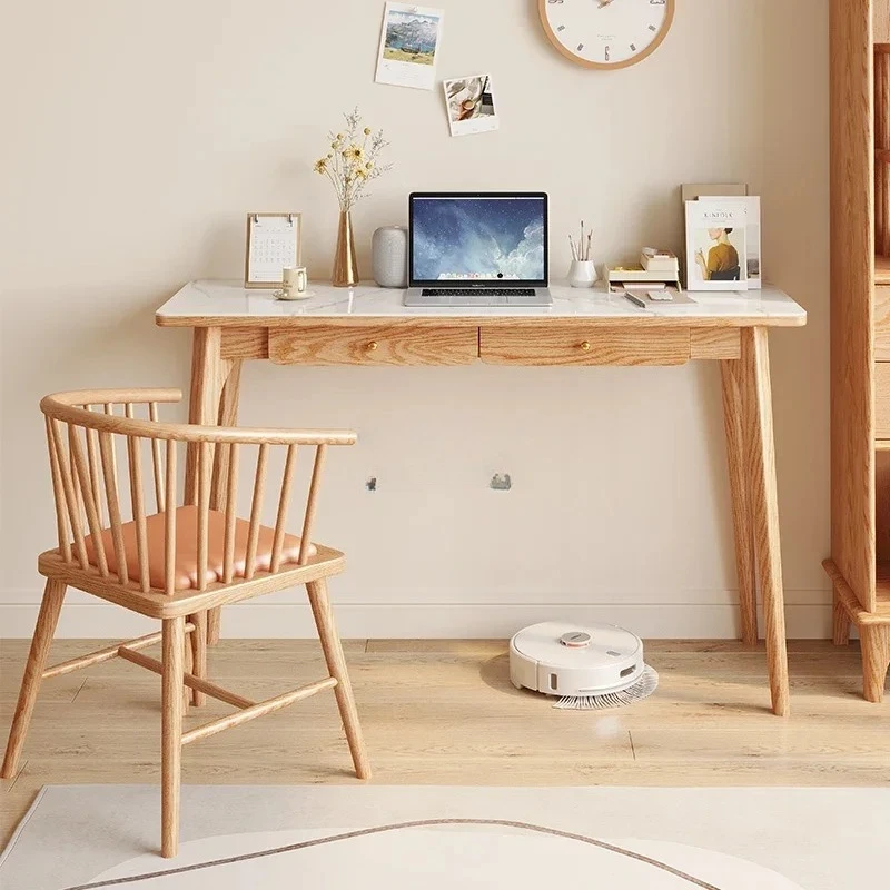 LHH   Slate Desk Narrow Home Window Long Bedroom Solid Wood Computer Desk Ash Wood