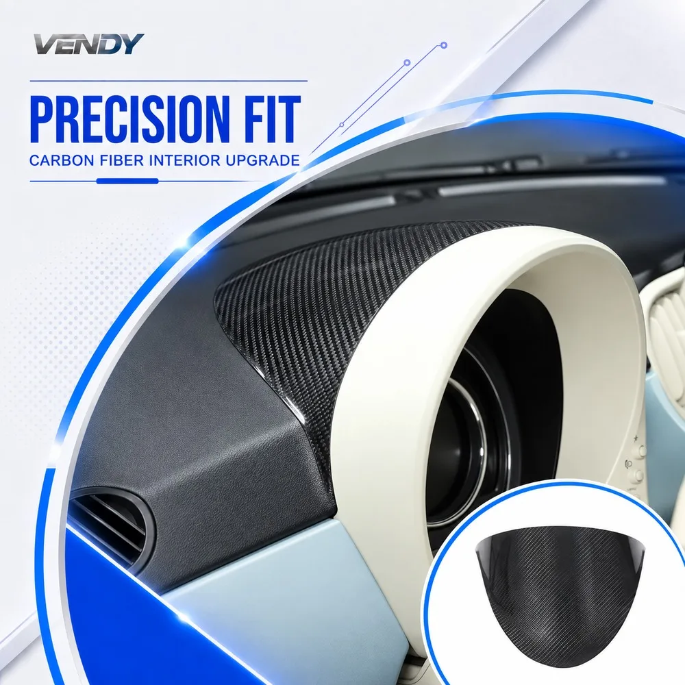 Real Carbon Fiber For Fiat 500 2007-2015 Instrument Cluster Upper Decorative Cover Trim Modified Parts Accessories
