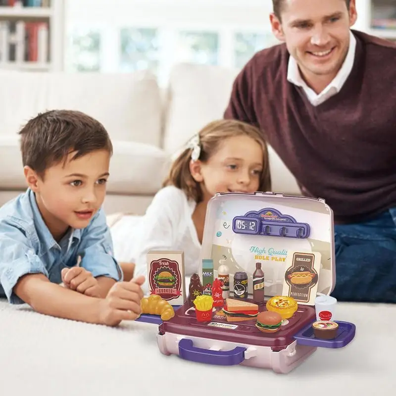 Pretend Pretend Play Handbag Set para Crianças, Interactive Kitchen Playset, Brinquedos Educativos para Crianças, Festa de aniversário