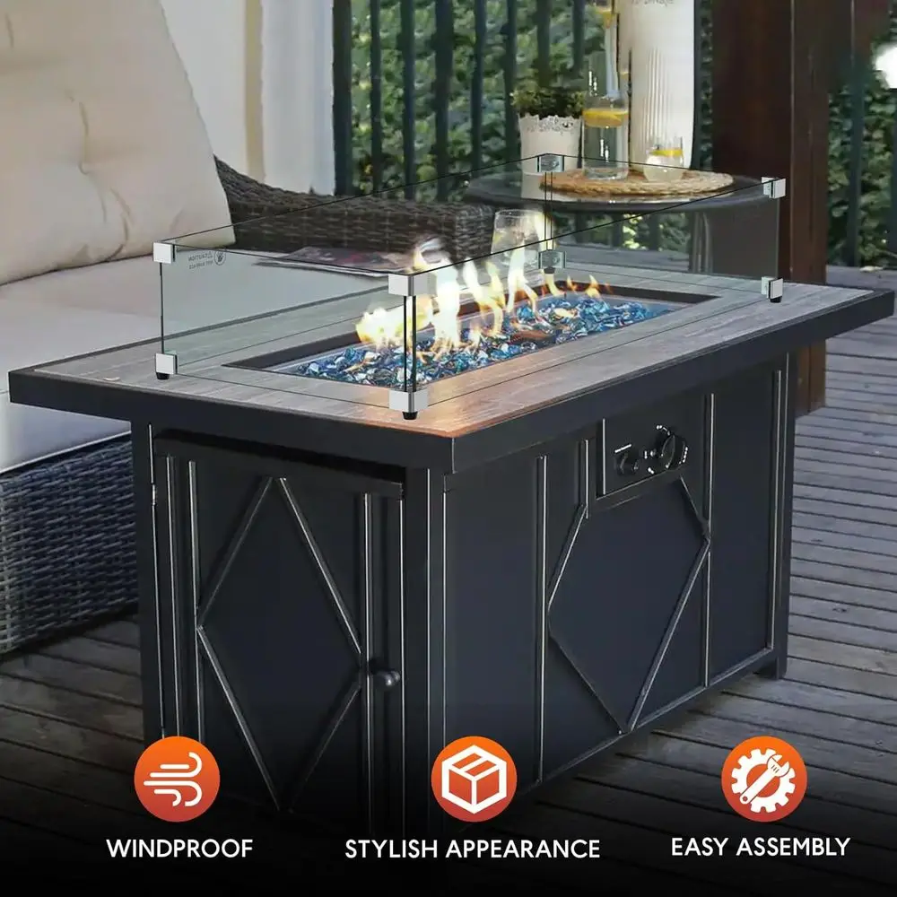 Substituição exterior retangular do protetor de vento do vidro do poço de fogo de 36x16 polegadas