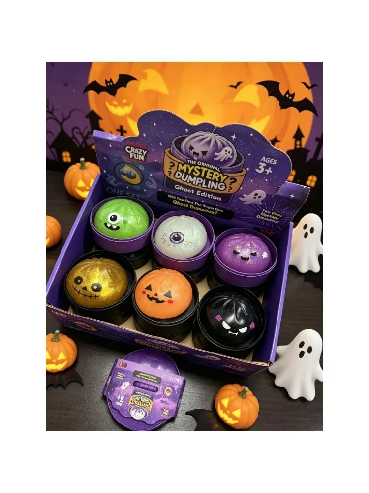 Glitzerndes Gruseliges Geister-Dumpling-Squishy-Spielzeug für Halloween – Langsam aufspringendes Stressabbau-Quetschspielzeug als Desktop-Deko und Geschenk
