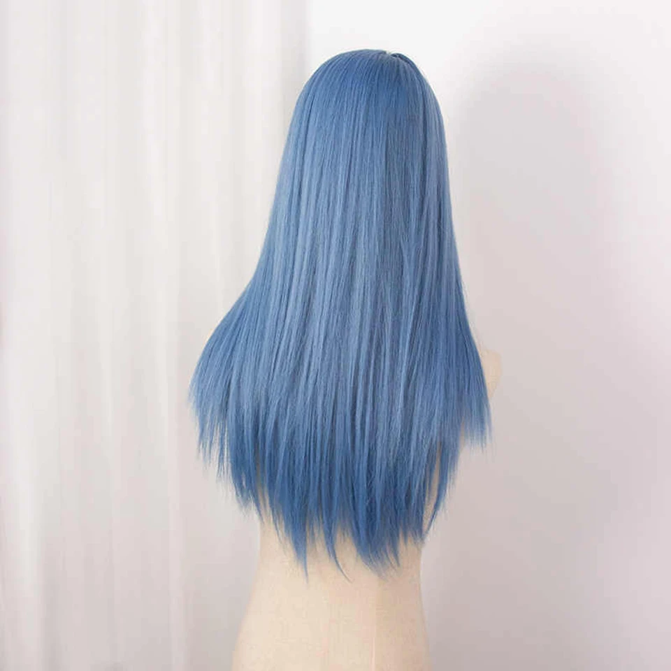 باروكة صناعية مستقيمة من الدانتيل الأمامي باللون الأزرق من FORLISEE للنساء، الجزء الأوسط، ألياف مقاومة للحرارة ذات مظهر طبيعي للاستخدام اليومي #6