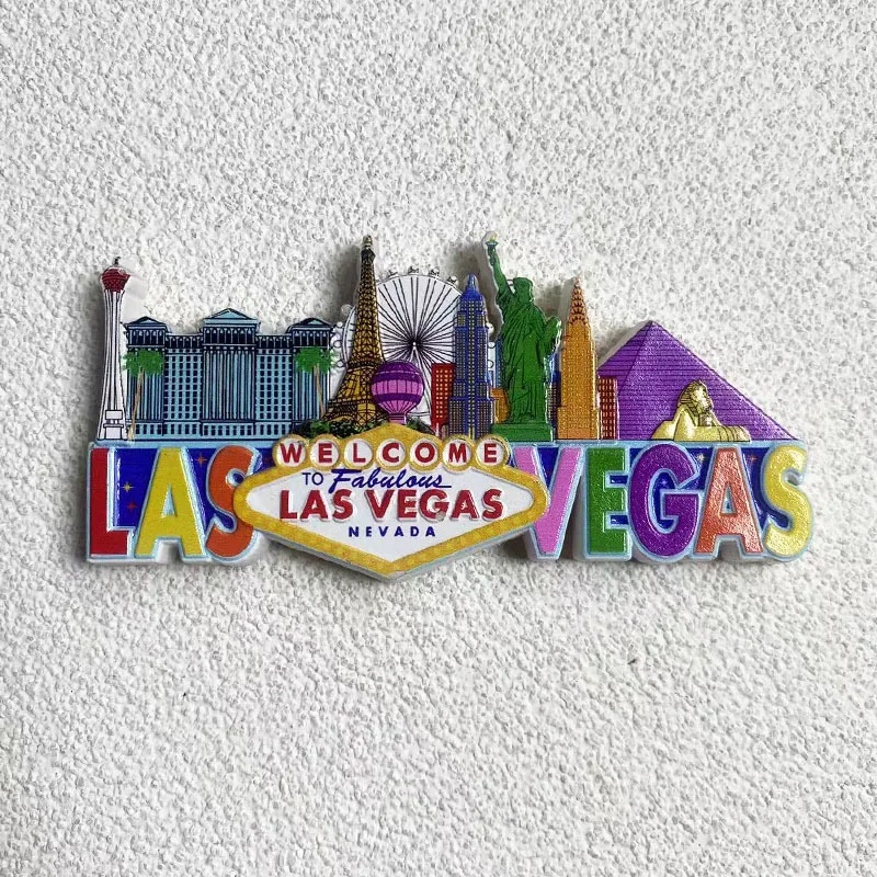 

Las Vegas Travel Souvenir Creative Building Landmark 3D Decoration 3d Hand-painted Fridge Magnets Gift