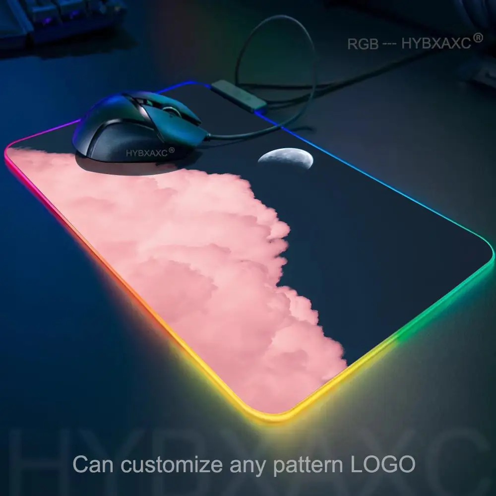 

Moon Landscape Anime Mouse Pad RGB Gaming Mouse Pad Desk Mat HD Gamer Large LED Light XXL HYBXAXC 100X50 Mouse Pad