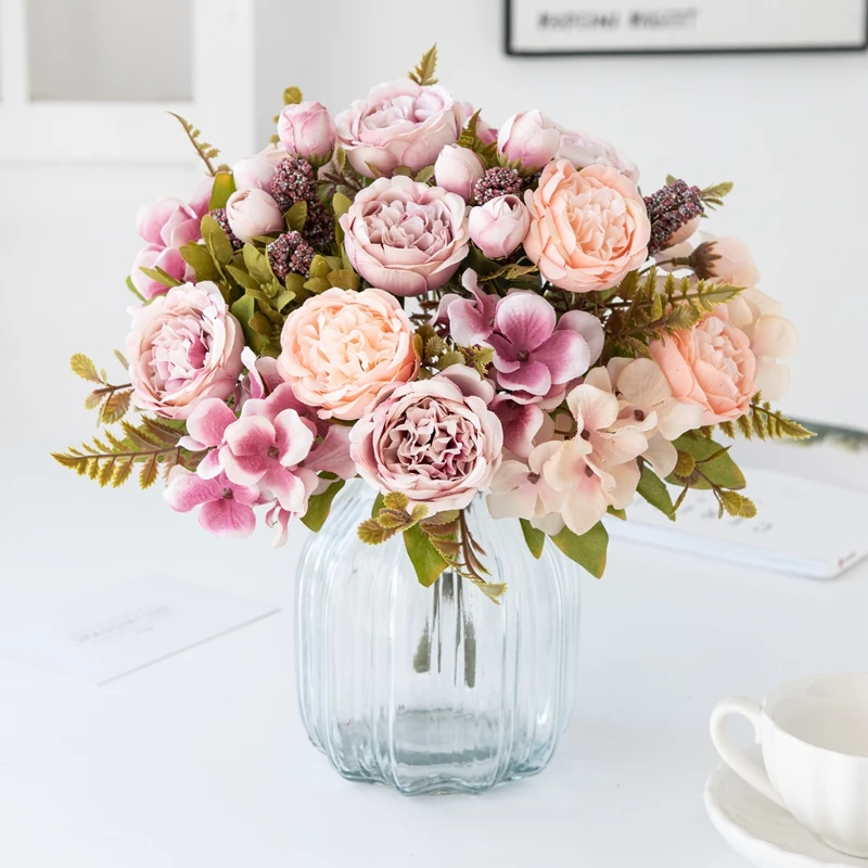 Künstliche Blumen für Festivals, Hochzeiten, Garten-Rosenbogen, Brautstrauß, Heim-Tischdekoration, Hortensien, DIY-Geschenk, Hohe Qualität – Detail 7