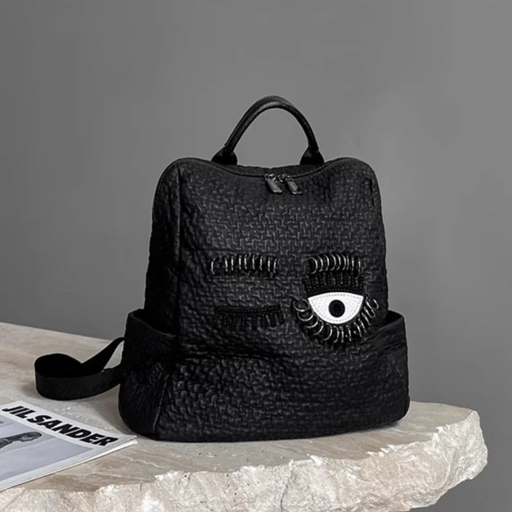 Original Brands Luxury Designer Backpacks For Women 2025 New High Quality Ring Decoration Eye Pattern Embroidery Chic Travel Bag