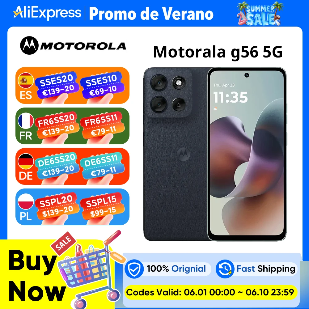 Version mondiale Lenovo moto g56 5G Motorola g56 5G MediaTek Dimensity 7060 6,72 pouces écran 120 Hz appareil photo arrière 50 MP IP68 & IP69