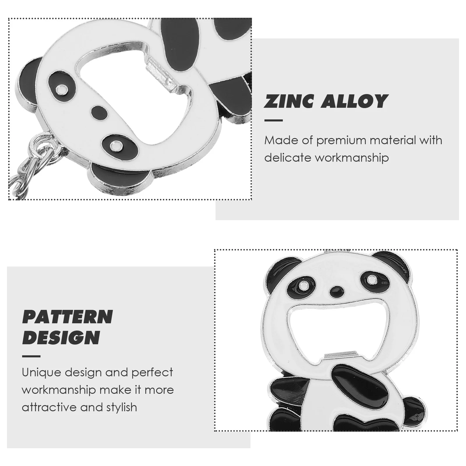 

2Pcs Creative Panda Shaped Bottle Opener Keychains Black White Stylish Key Decoration Small Keychain Gift for Keys Bags
