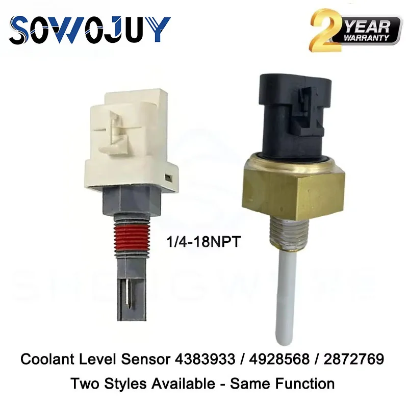Coolant Level Switch Sensor 4383933 1/4-18NPT For Cummins Engine K19 K38 K50 KTA19 KTA38 KTA50 NT855 M11 2872768 2872769 4928568