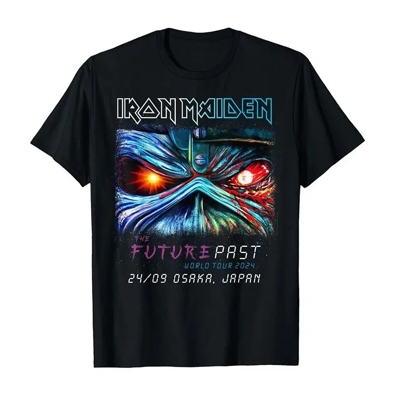 

Men's and Women's Cotton Short Sleeve T-shirt Iron Maiden Iron Lady Band Demon Diablo Punk Rock Loose Vintage Printing