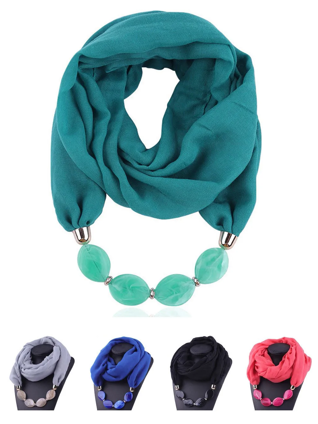 New Pendant Scarf Necklace For Women Cotton Linen Ethnic Style Soft Pendant Scarf Female Accessories Scarf Shawls