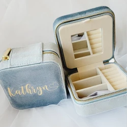 Personalised Travel Mirror Jewellery Box Macaron Jewelry Case Bracelet Earring Necklace Custom Present