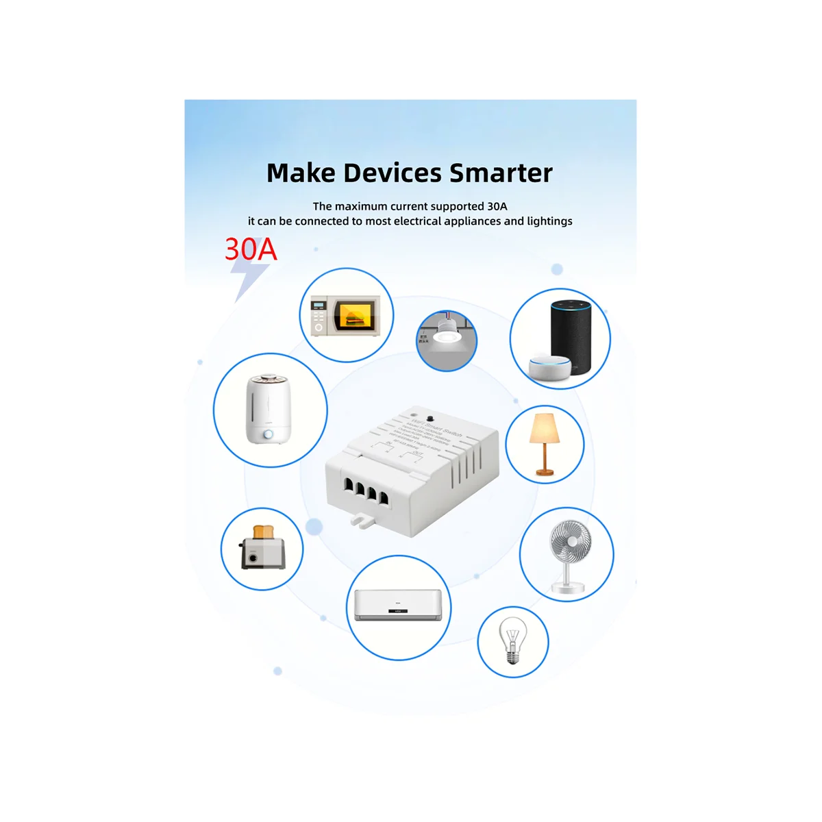 

Tuya Smart WiFi Switch DIY Timer AC 85-265V WiFi Wireless Controller 30A Power Monitor Kwh for Alexa Google Home