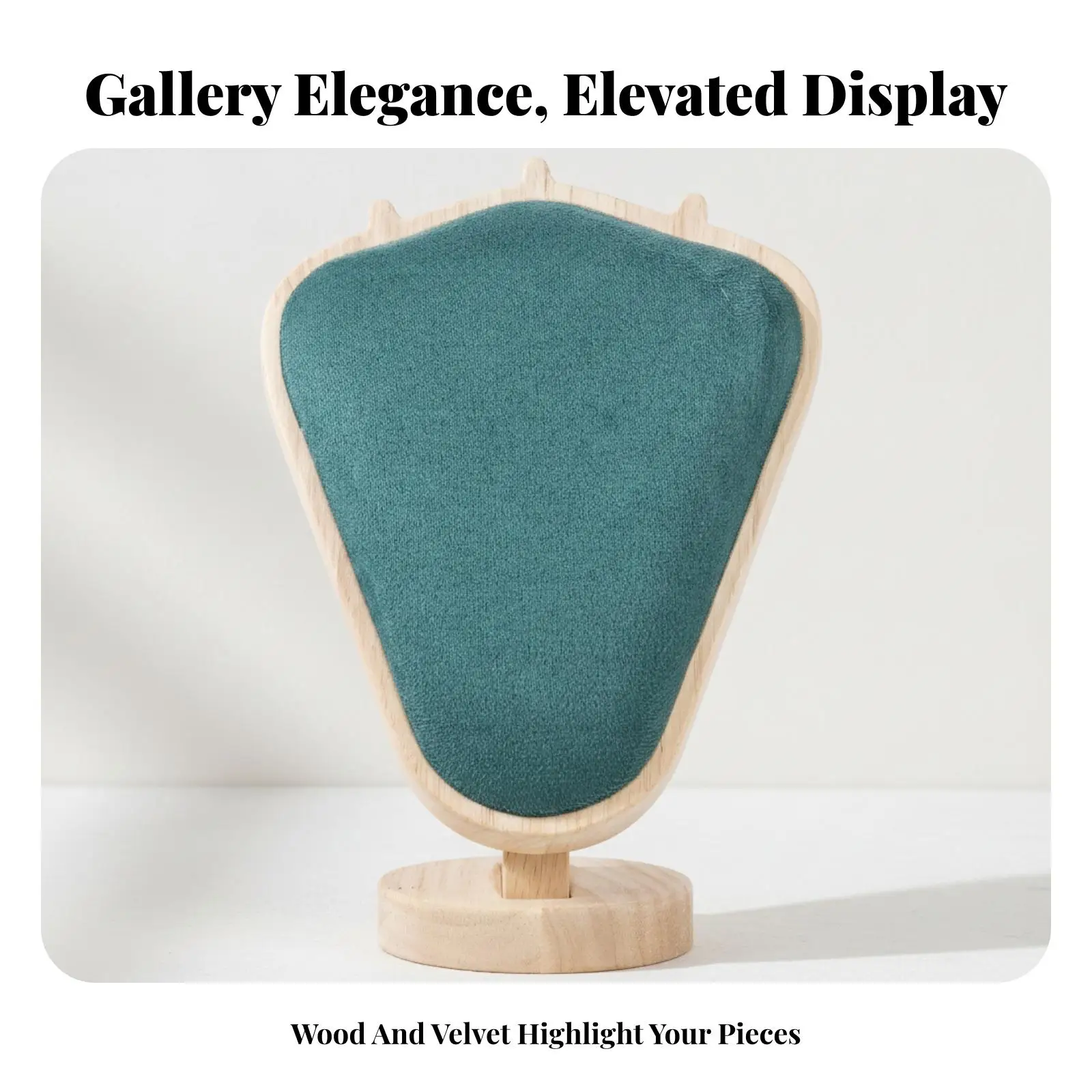 Flannel Jewelry Display Bust Necklace Holder Mannequin on Round Wood Base for Home Vanity Commercial Exhibit Setup
