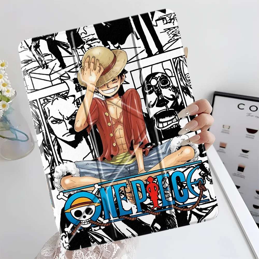 With Pen Slot Cover Tablet Case For Samsung Galaxy Tab A8 A9 Plus S10 Lite A11 S7 FE S9 Plus S8 Cartoon Zoro Luffy
