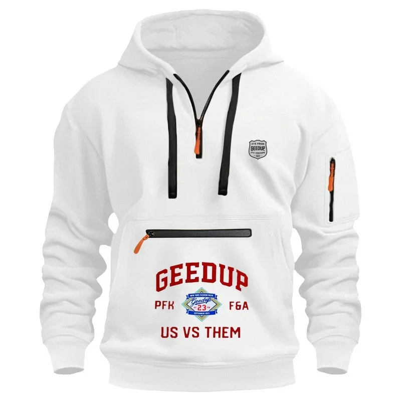

Men's Casual Hoodie 2025 Stylish Comfortable Arm Pocket Zipper Long Sleeve Loose Outdoor Sports Hoodie