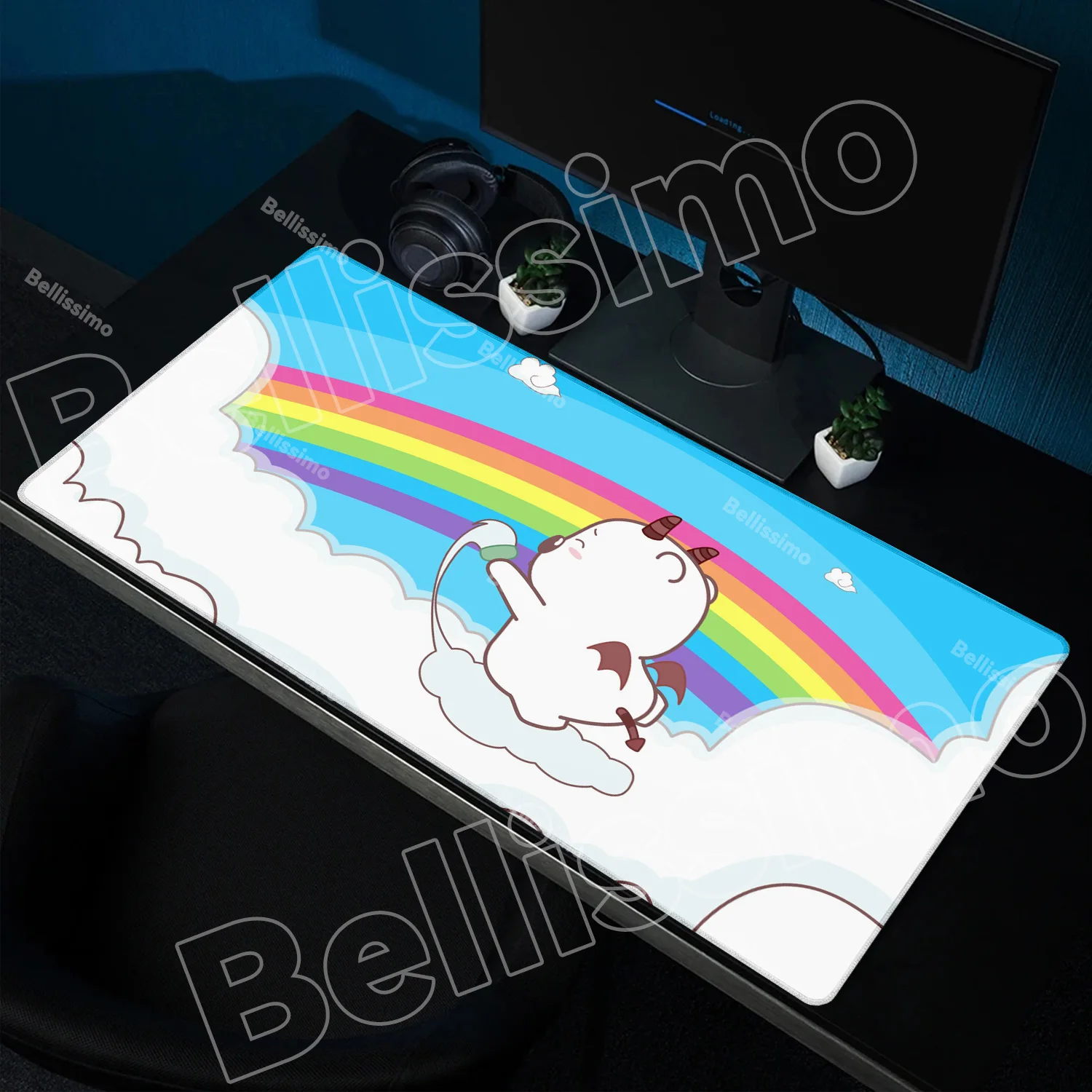 

XXL Energetic little bear Cartoon Mouse Pad Anime Kawaii Keyboard Rug Laptop Cute Gaming Soft Mousepad Computer HD Desk Mat