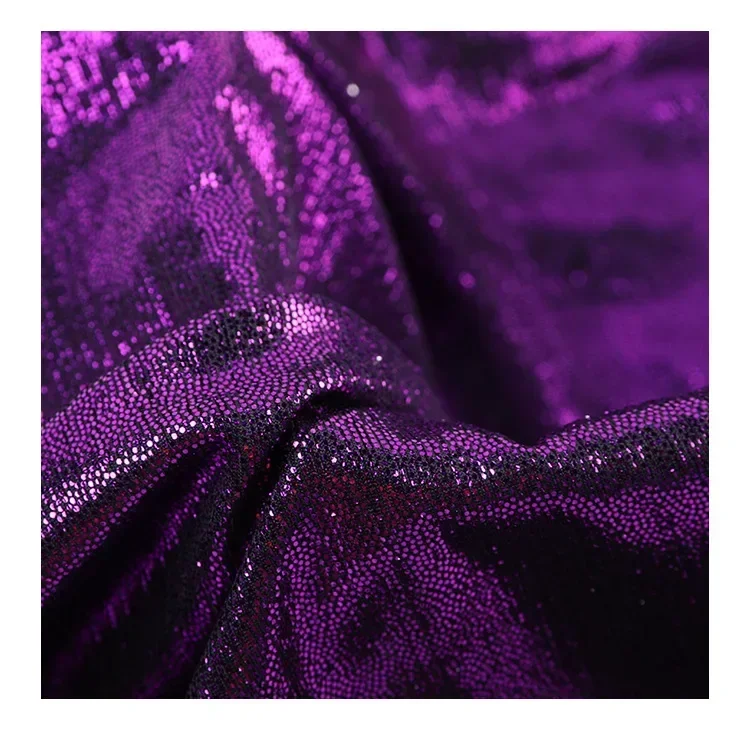 Shiny Purple Knitted Elastic Polyester Bronze Gold Fabric Sewing Material Dress Stage Wedding  Wide 150cm Sold By The Meter