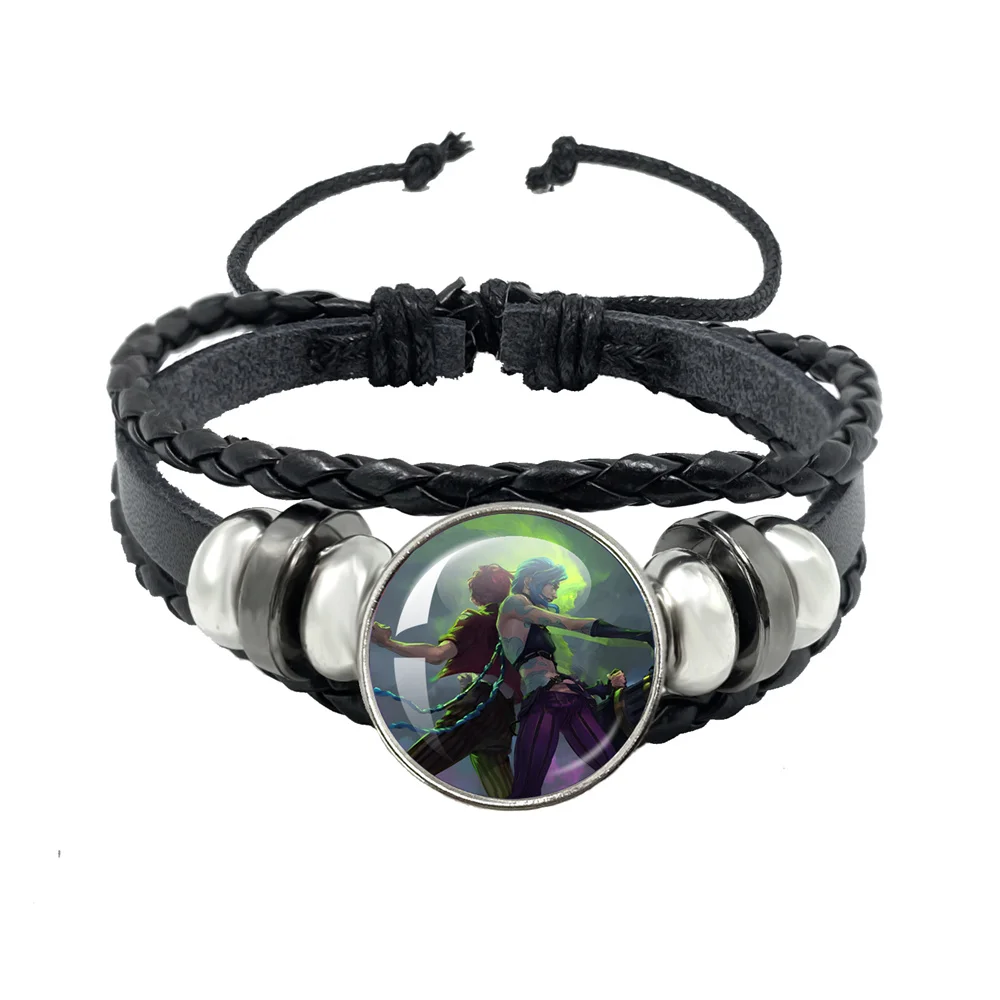 Arcane 2 Jinx ekko Leather Rope Bracelet Art Multilayer Braided Bracelets Bangles Handmade Charm Jewelry - view 3