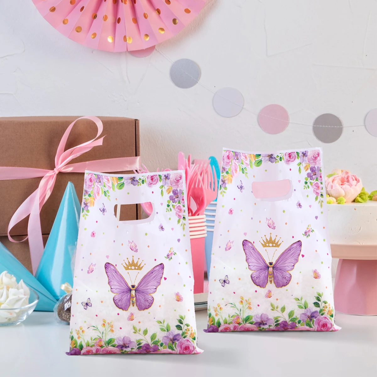 Transparent Butterfly Gift Packing Hand Bags Candy Bags Birthday Party Decor Kid Baby Shower Wedding Party Supplies Treat Bag