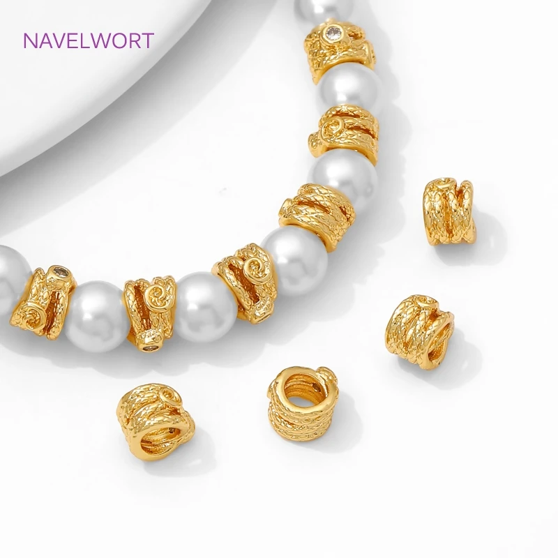 18K 금도금 황동 지르콘 스페이서 비즈, 쥬얼리 제작용, 비즈 분리기, 장식용 비즈, DIY 팔찌 액세서리