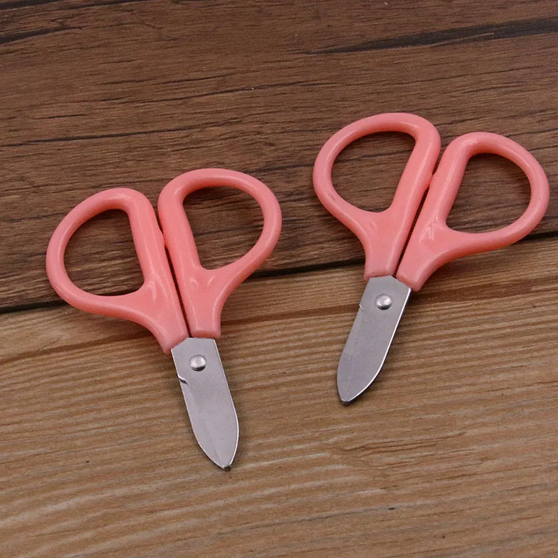 2Pcs 47X70MM Pink Mini Durable Scissors Extra Small Decorated Style Embroidery Sewing Handmade Jewelry Rope Tools