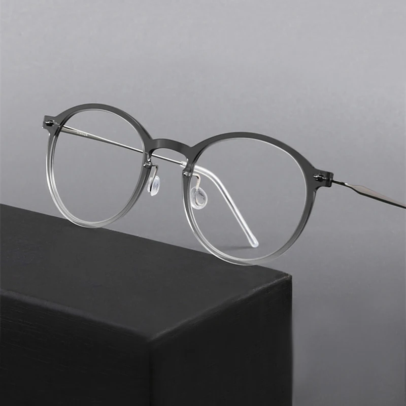 

Vintage Titanium Optical Glasses Frame for Men Lightweight Retro Round Myopia Eyeglasses Women Denmark Classic Screwless Eyewear