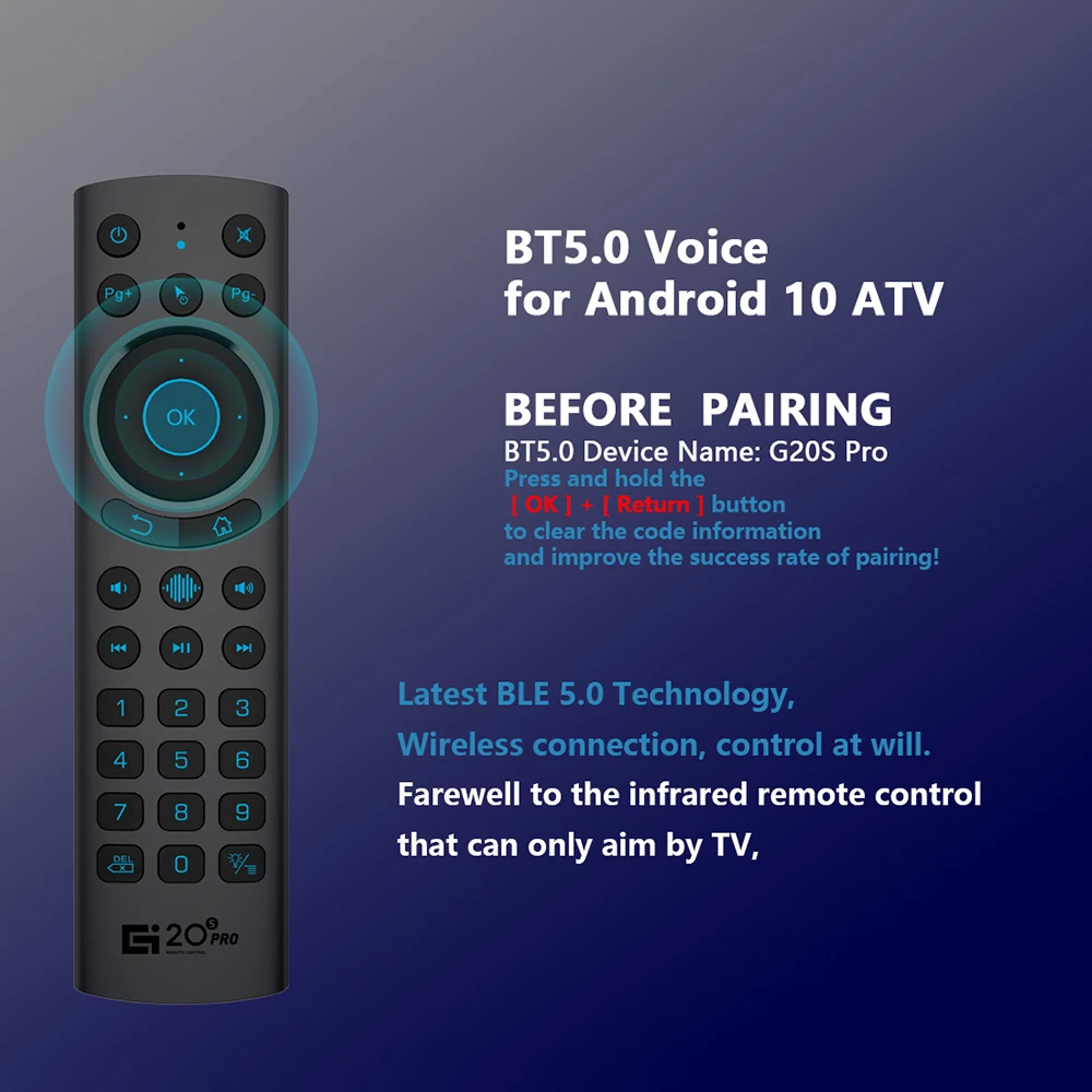 G20S PRO Smart Voice Remote Control 2.4G Wireless Backlit BT5.0 Air Mouse Gyroscope IR Learning for Android TV Box G20 BTS