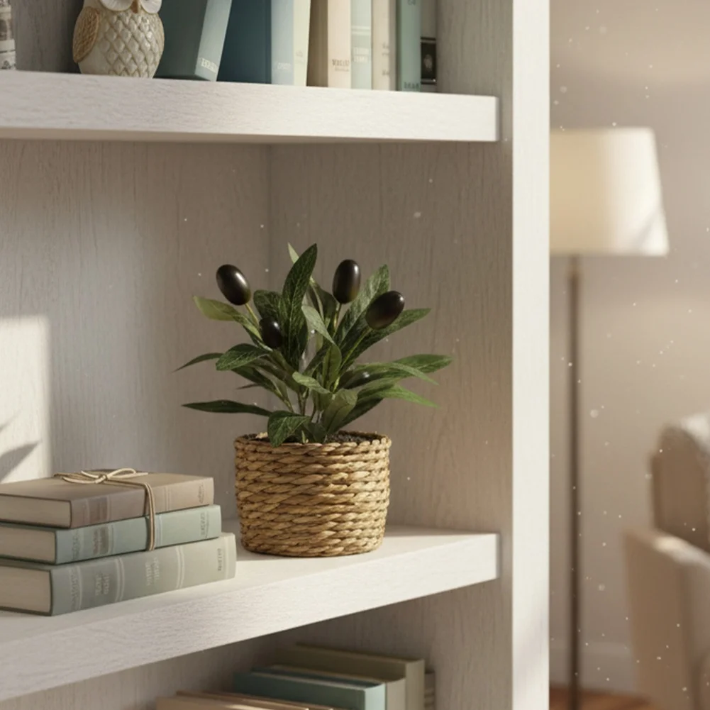 Artificial Plants Pocket Olive Tree Plastic Fake Plants Bonsai Home Office Table Desktops Shelves Potted Ornaments Decoration