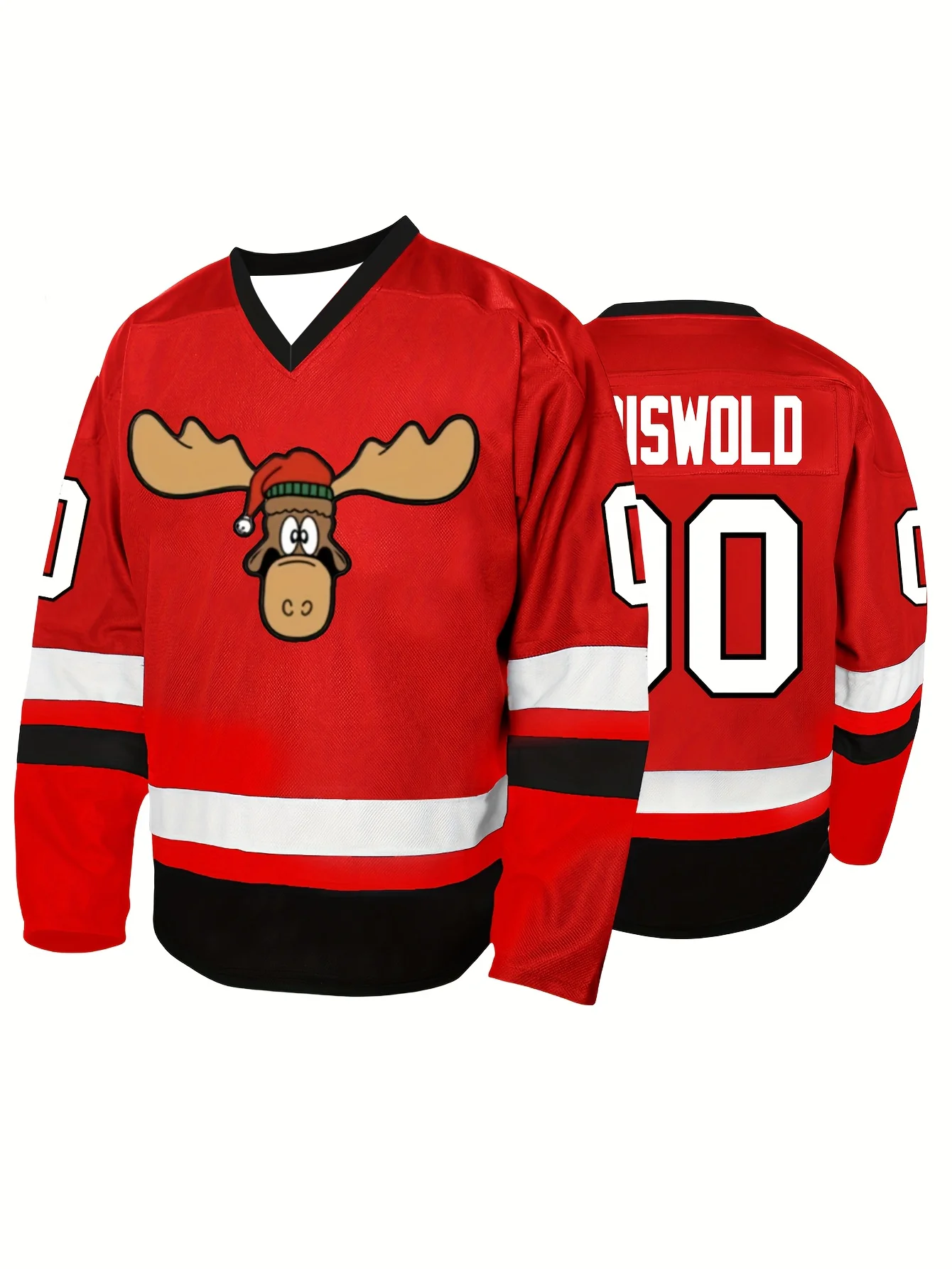 Camiseta de hockey sobre hielo vintage para hombre, chaqueta deportiva holgada de la serie navideña para entrenamiento y competición, adecuada para todas las estaciones
