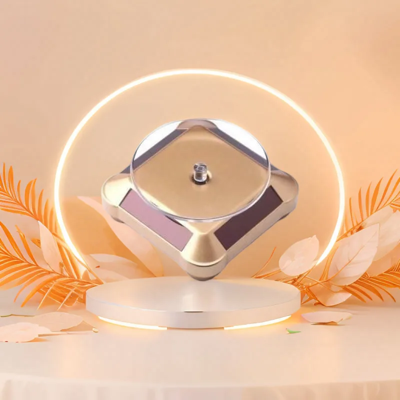 Round Solar Display Table Jewelry Jade Packaging Mobile Phone 360 Degree Rotating Base Turntable