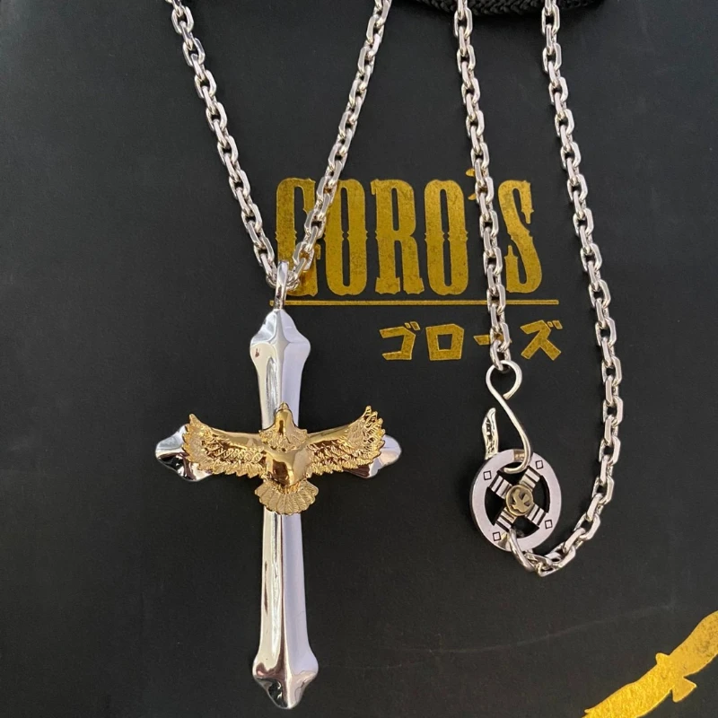 

Japan Tide Takahashi Goros Vintage Classic Golden Eagle Cross Pendant Necklace Fashion Versatile Couple Hip-hop Rock Punk Style