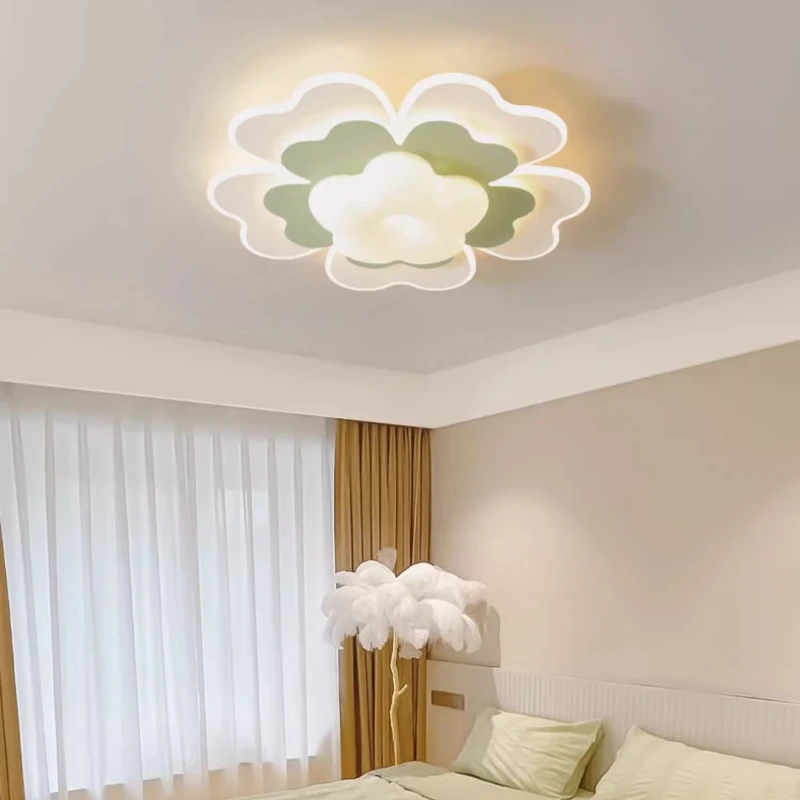 كريم نمط الاكريليك خمس أوراق البرسيم على شكل أضواء السقف حساسة غرفة نوم رئيسية حماية العين مصباح السقف دراسة غرفة المعيشة