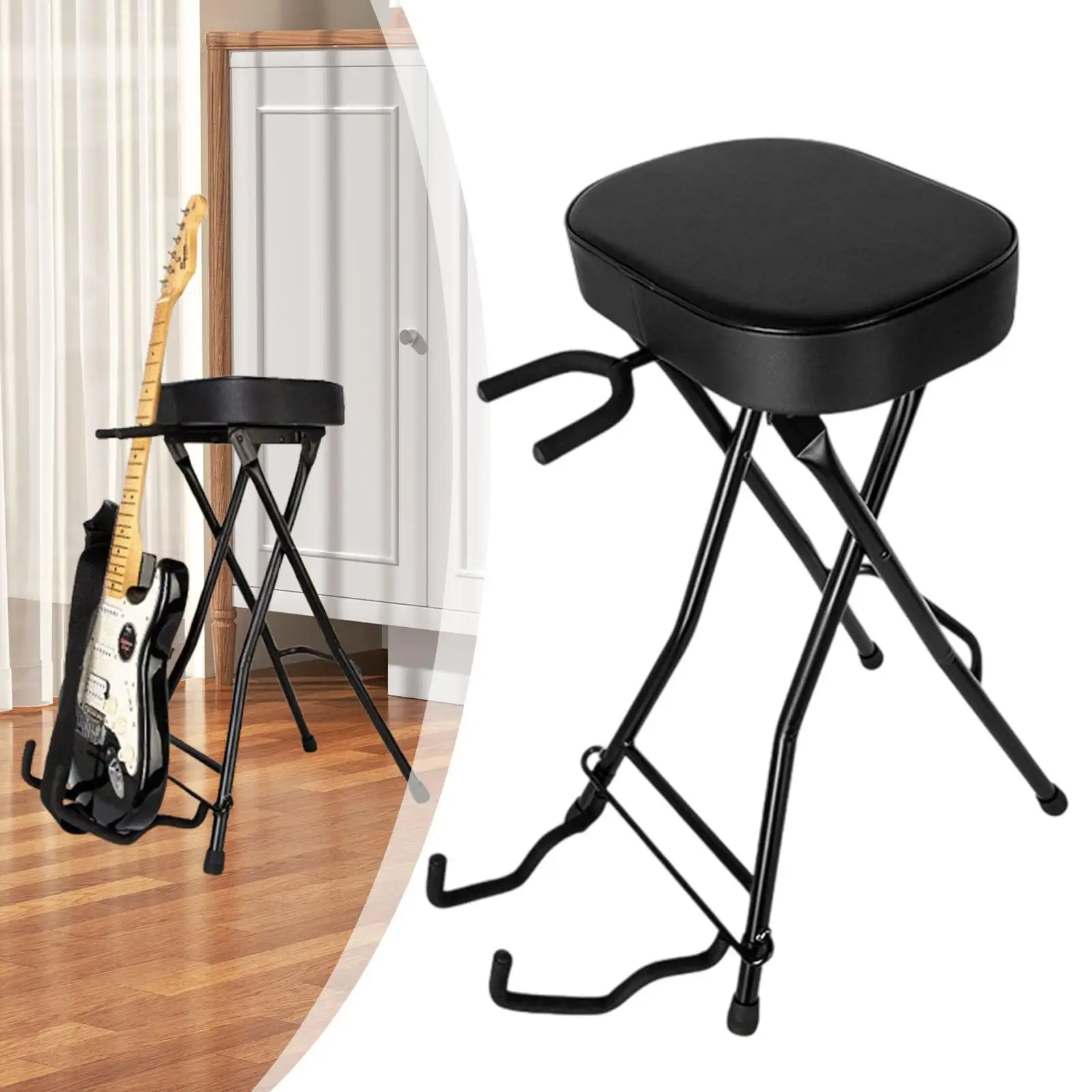 

Guitar Stool Seat Portable Foldable Chair with Holder for Musician Electric Guitarists Bass Players Playing Stool Acoustic