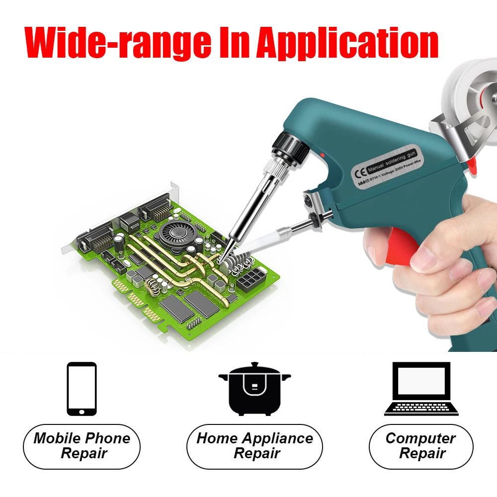 Riscaldamento interno tenuto in mano EU 220V elettrico automatico alimentazione stagno saldatore pistola saldatore Kit attrezzature saldatrice 60W