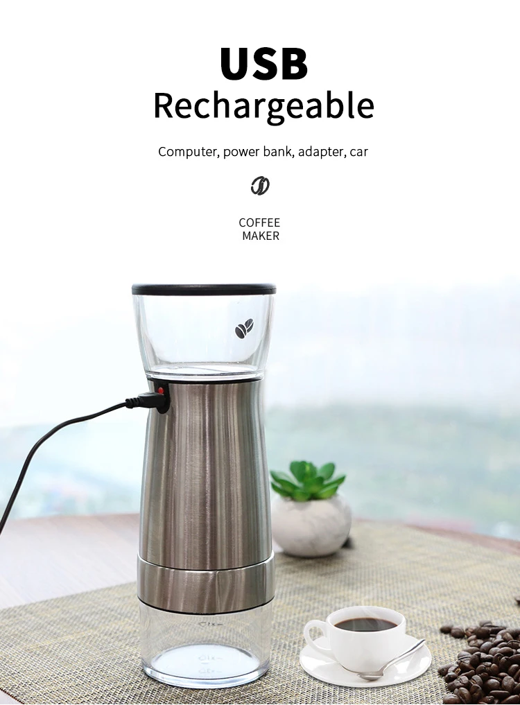 Facile personalizzazione Macinacaffè elettrico portatile USB Macinacaffè automatico Mini macinacaffè elettronico con cavo