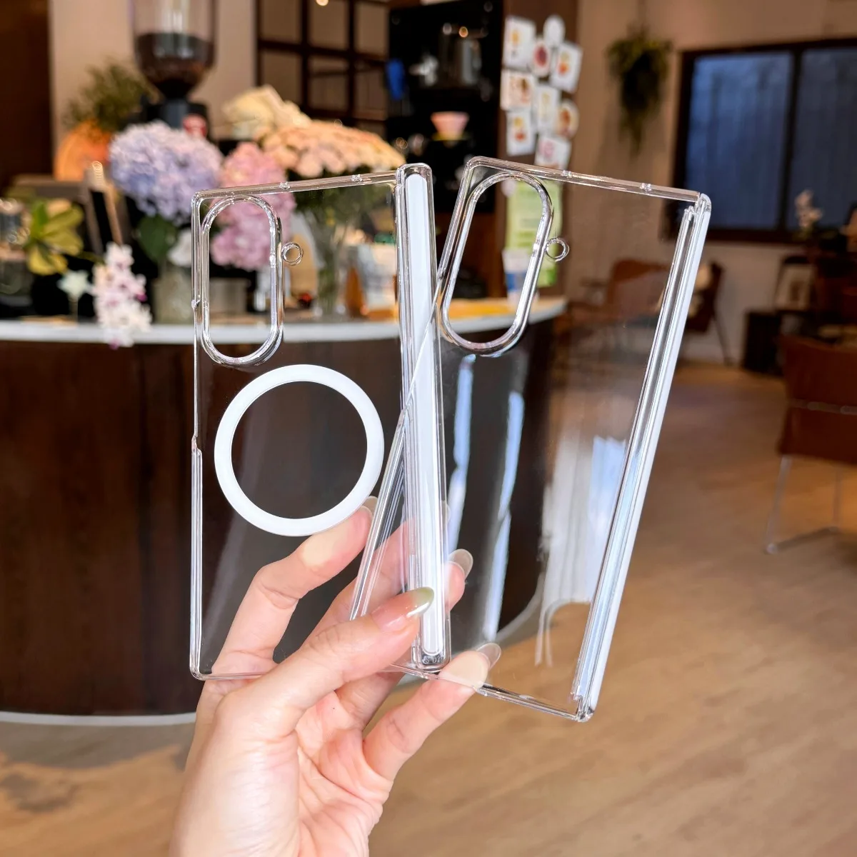 For Samsung Galaxy Z Fold8 Ultra Z Fold 8 7 6 5 4 5G for Magsafe Case Luxury Transparent Hinge Magnetic Wireless Charging Cover