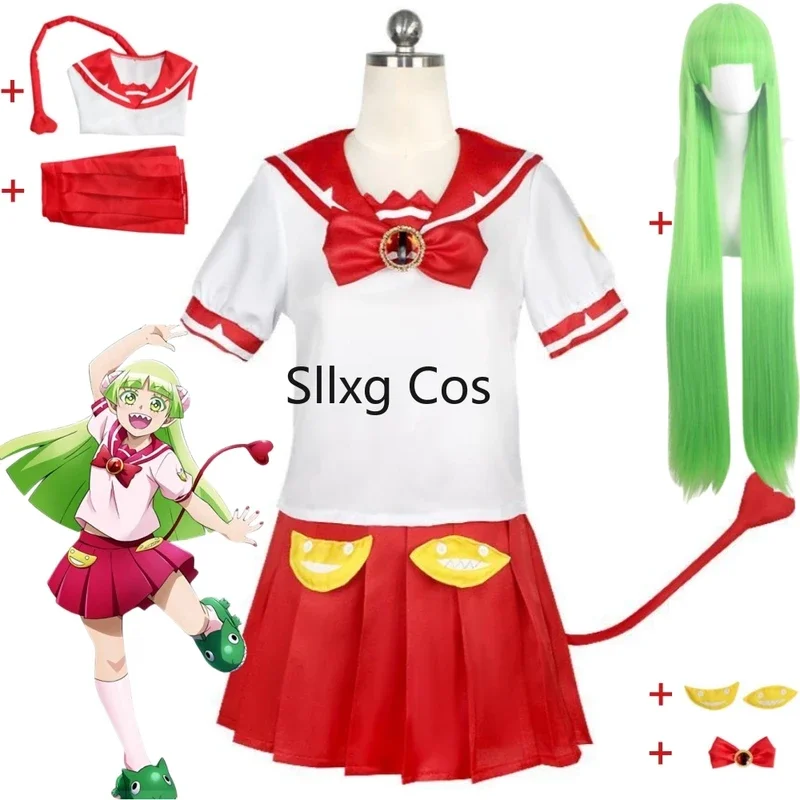 

FC6Anime Valac Clara Welcome To Demon-School Mairimashita! Iruma-kun Cosplay Costume Wig School JK Uniform Halloween Role P@FC8！