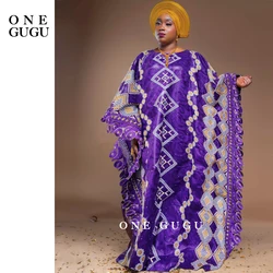 2024 neueste nigerian ische Dashiki Boubou Kleid lila Farbe Mix Größe afrikanischen traditionellen Hochzeits kleid Bazin Riche Brokat Boubou