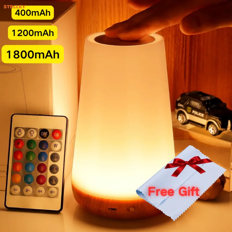 13 Color Changing Night Light Remote Control Touch USB Rechargeable RGB Night Lamp Dimmable Lamp Portable Table Bedside Lamp