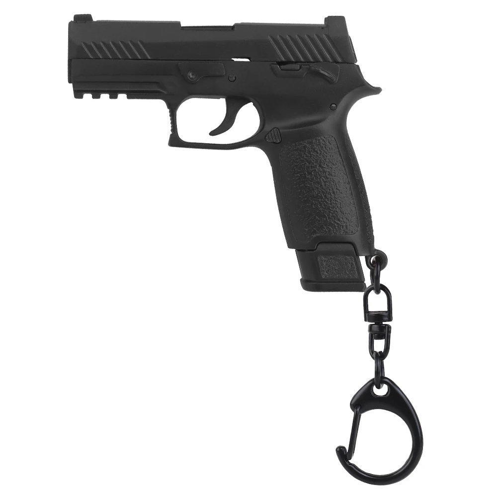 P320-Black Mini Pistool Sleutelhanger 1:4 Miniatuur Pistool Vorm Pistool Sleutelhanger Ornament Cadeau Voor Leger Fan Model Collectie