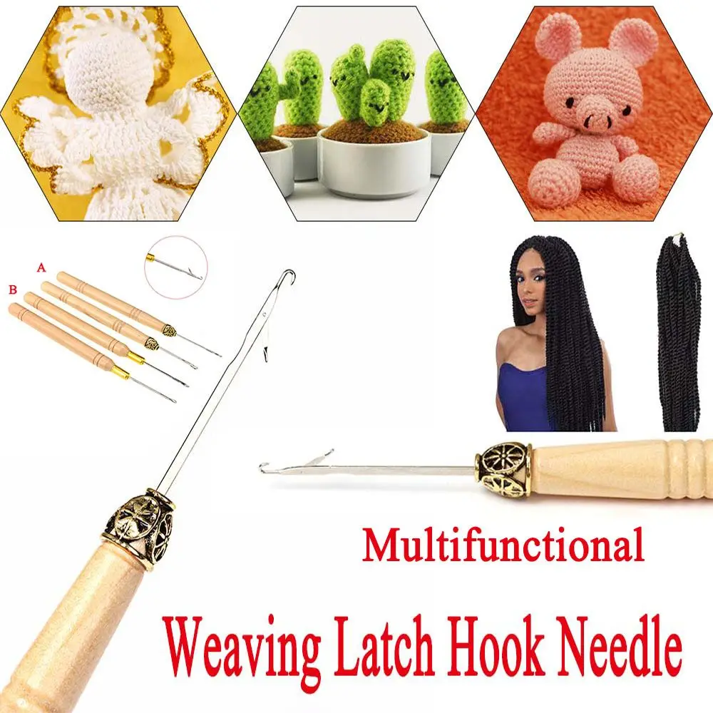 Wooden Handle Hair Extensions Tools Crochet Hair Hair Accessories Sew Wig Hair Crochet Needle Micro Braids Tools Hook Needle