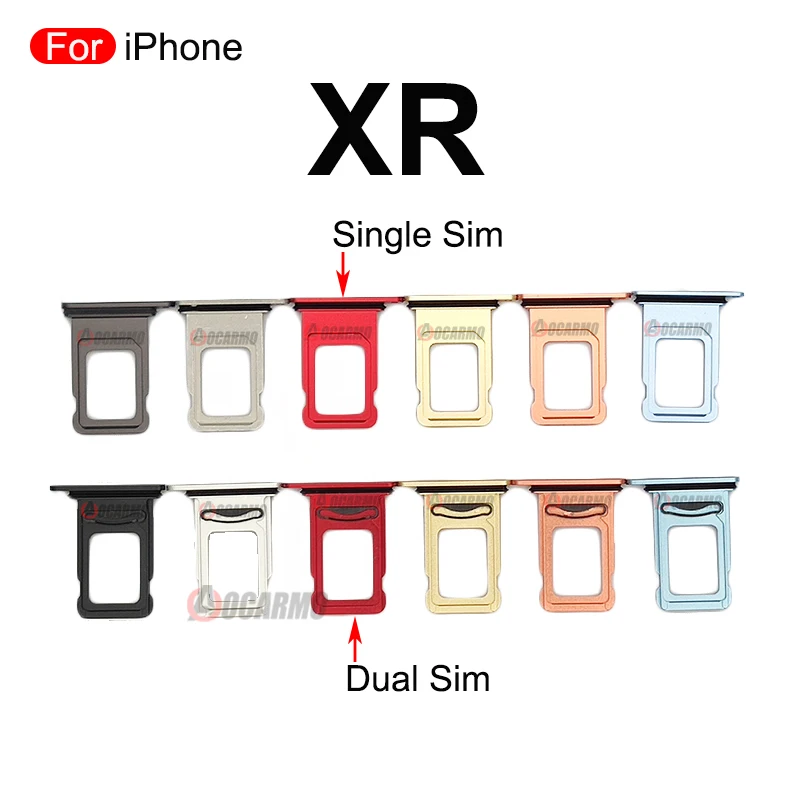 For iPhone XR Single & Dual Sim Tray SIM Card Slot Black Blue Red Orange Silver Replacement Parts