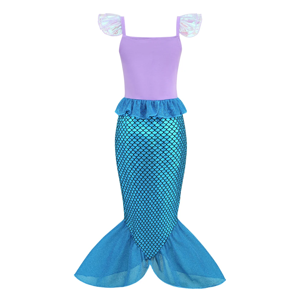 Mermaid Ariel Princess Dresses for Girls Kids Costume Carnival Easter Party Halloween Cosplay Mermaid Dress-up Costumes 2-10T